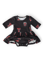 Texas Tech Black Raider Red 3/4 Sleeve Twirl Bodysuit Mila & Rose ® 