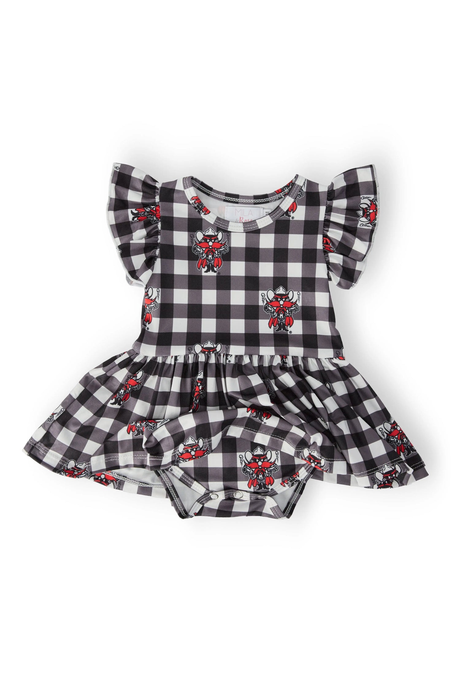 Texas Tech Plaid Raider Red Flutter Twirl Bodysuit Mila & Rose ® 