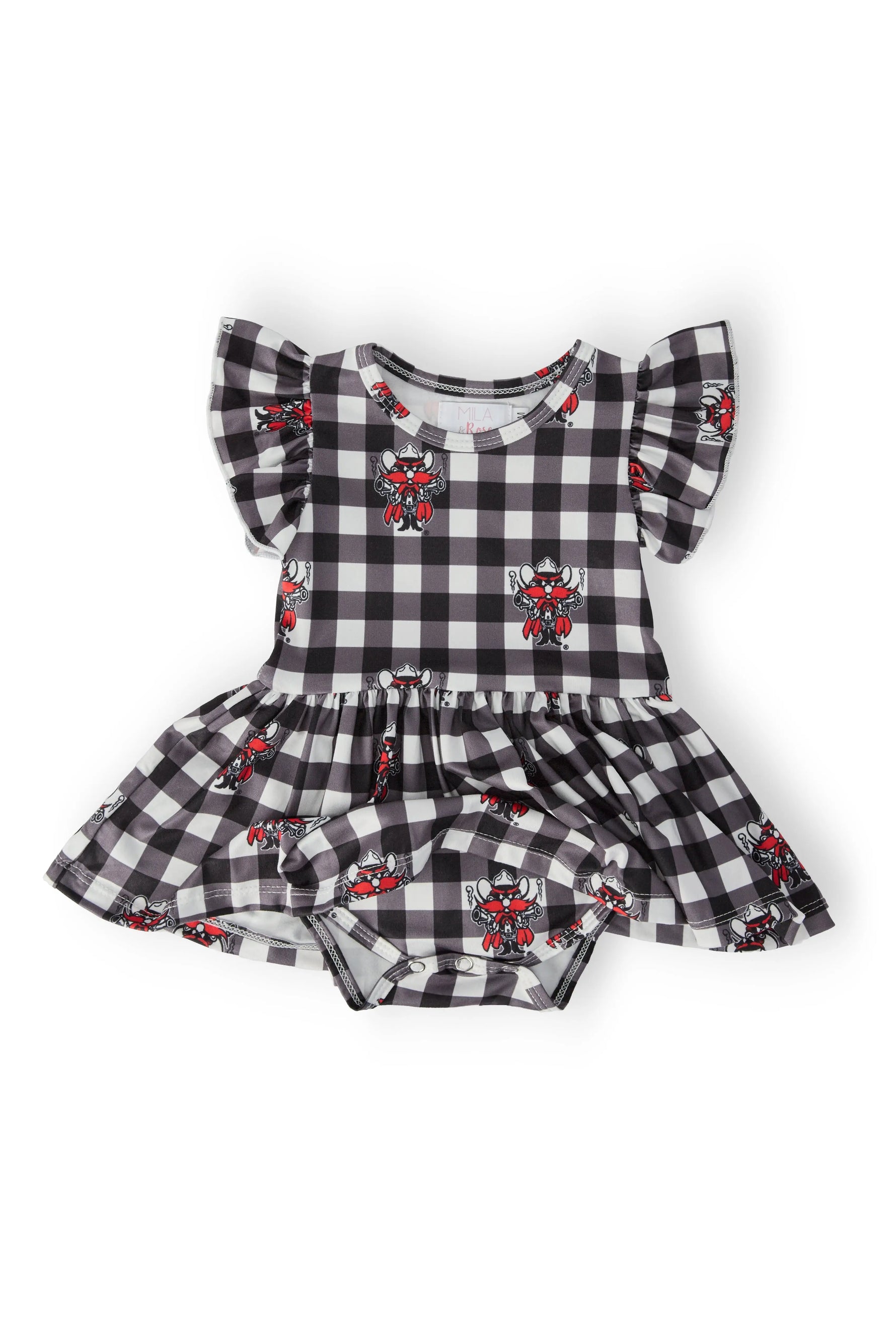 Texas Tech Plaid Raider Red Flutter Twirl Bodysuit Mila & Rose ® 
