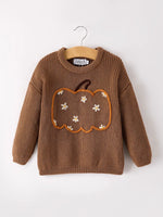Rylee Faith Designs Thanksgiving Halloween Pumpkin Floral Girls Pullover Sweater - Apparel & Accessories > Clothing > Baby & Toddler Clothing > Baby & Toddler Tops > Sweaters Top