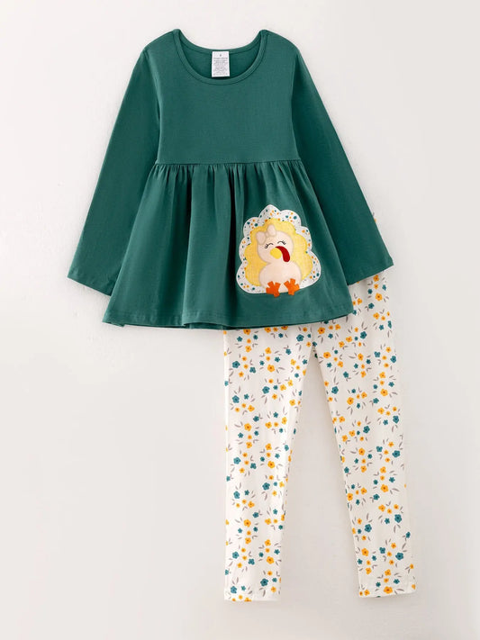 Thanksgiving Turkey Applique Girls Outfit Rylee Faith Designs Everetts Place: Online Boutique