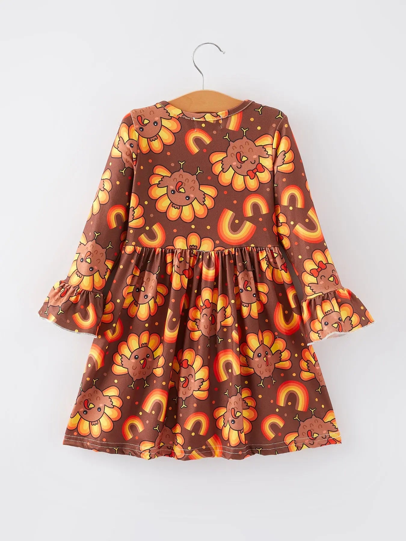 Thanksgiving Turkey Rainbow Print Girls Dress Rylee Faith Designs Everetts Place: Online Boutique