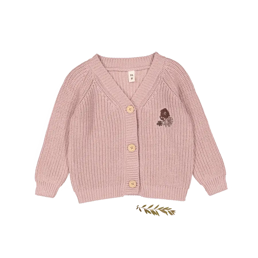 The Chunky Knit Cardigan - Ava Mauve - Sleeve, Textile, Cardigan, Button, Pink | Everetts Place