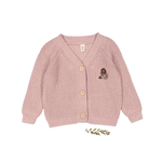 The Chunky Knit Cardigan - Ava Mauve - Sleeve, Textile, Cardigan, Button, Pink | Everetts Place