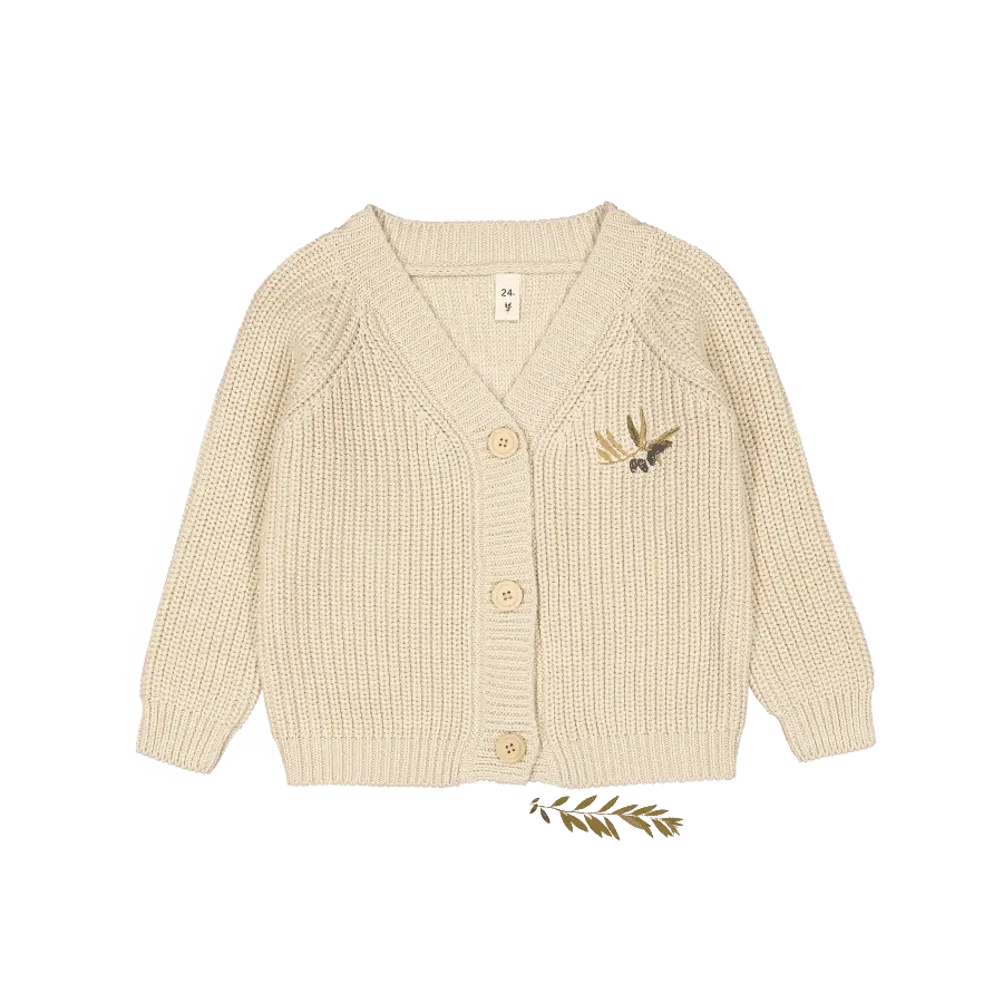 Lovely Littles The Chunky Knit Cardigan - Olive Cream - 