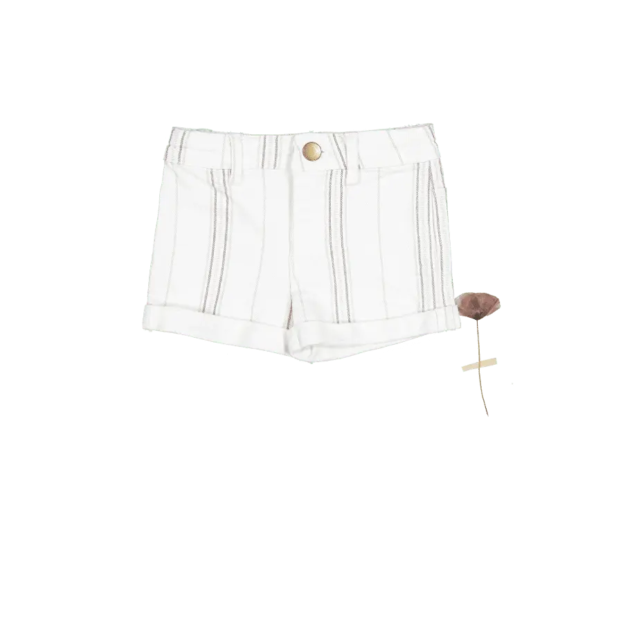 The Denim Short - Mist Stripe - White, Button, Shorts | Everetts Place