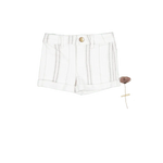 The Denim Short - Mist Stripe - White, Button, Shorts | Everetts Place