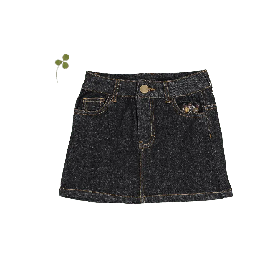 The Denim Skirt - Black - Denim, Textile, Button, Pocket, Skort | Everetts Place