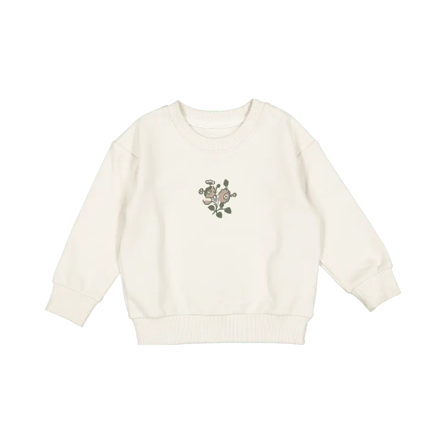 The Embroidered Sweatshirt - Vintage Rose - Sleeve, White, Textile, Active Shirt, Long-sleeved T-shirt | Everetts Place