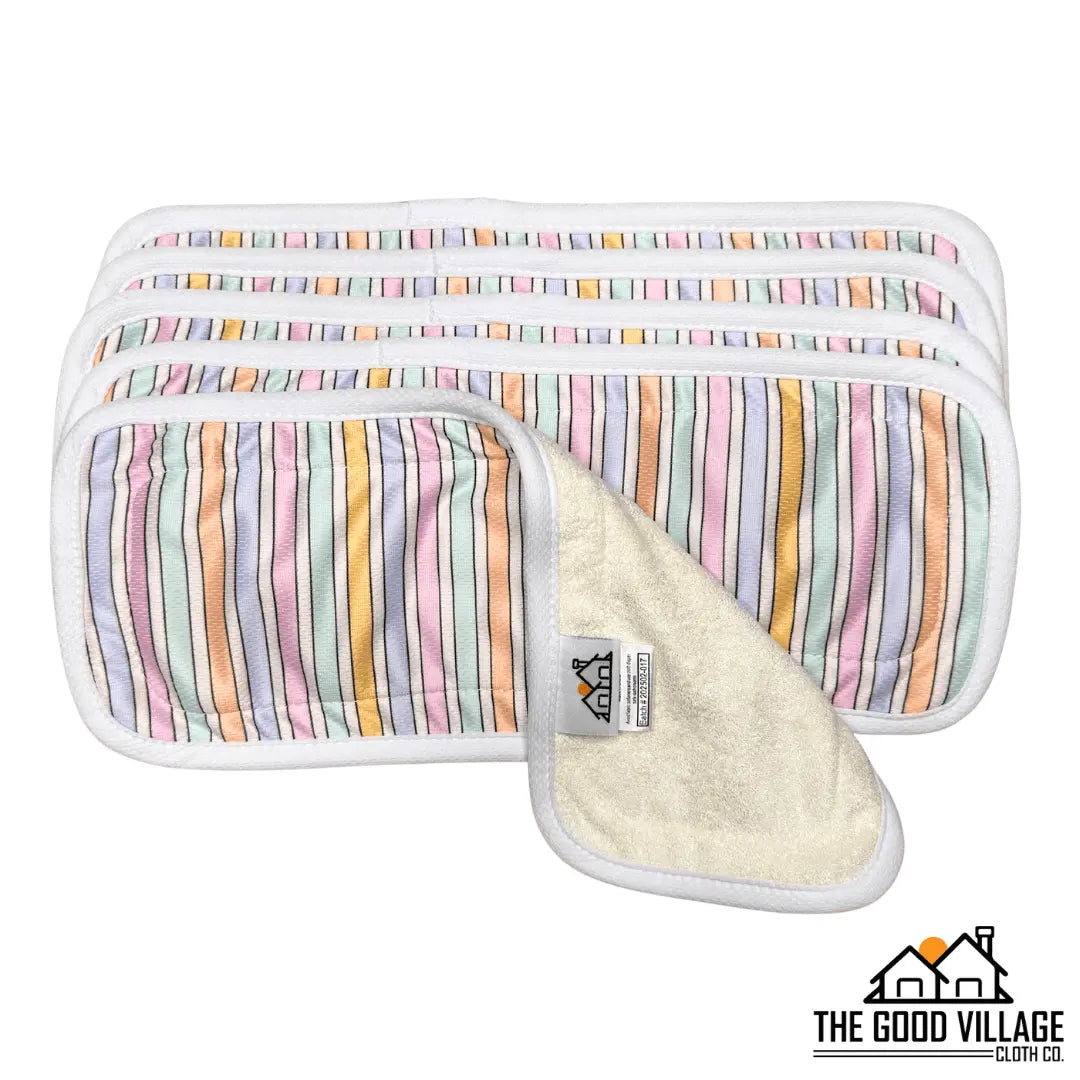 The Good Village Cloth Co. Bamboo Booster | 5 Pack | Sun - Kissed Stripes - 