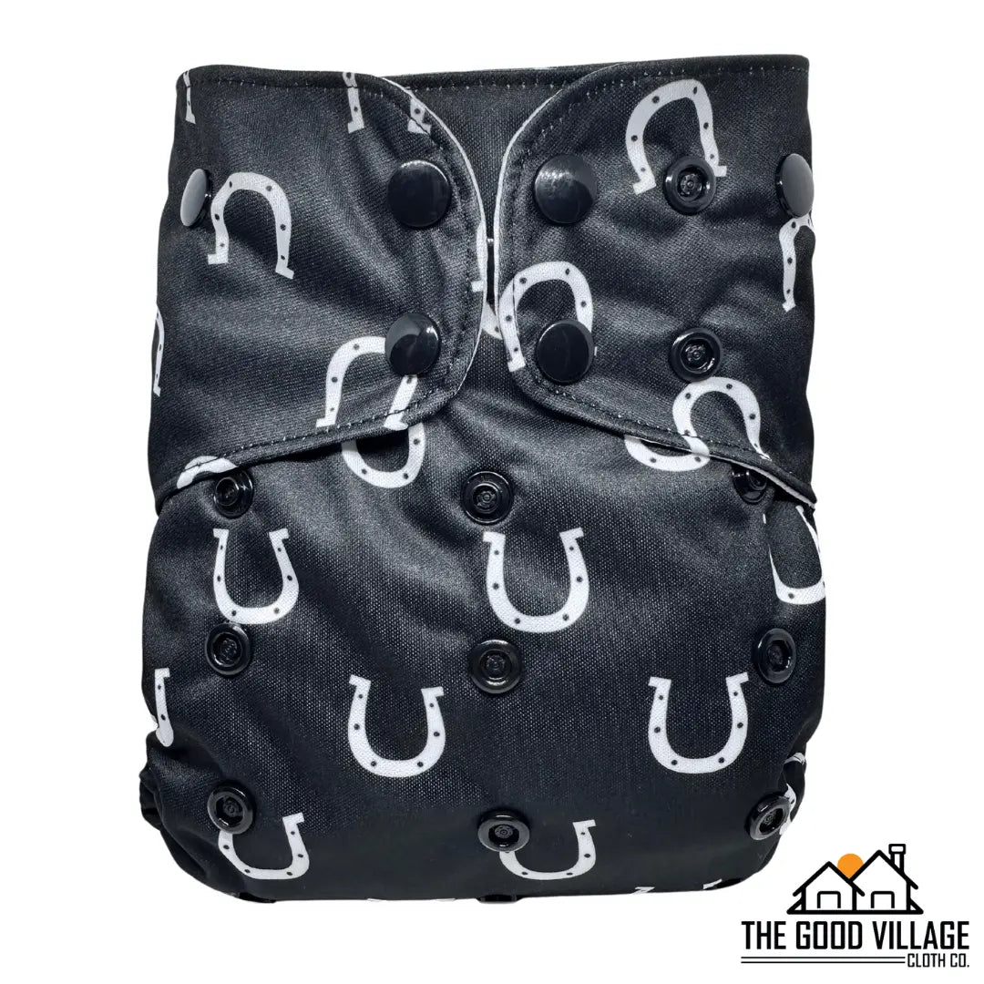 The Good Village Cloth Co. One Size Pocket Diaper | Horseshoes - 