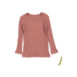 The Long Sleeve Tee - Rosewood Ribbed - Sleeve, Red, Fashion, Textile, Pink | Everetts Place