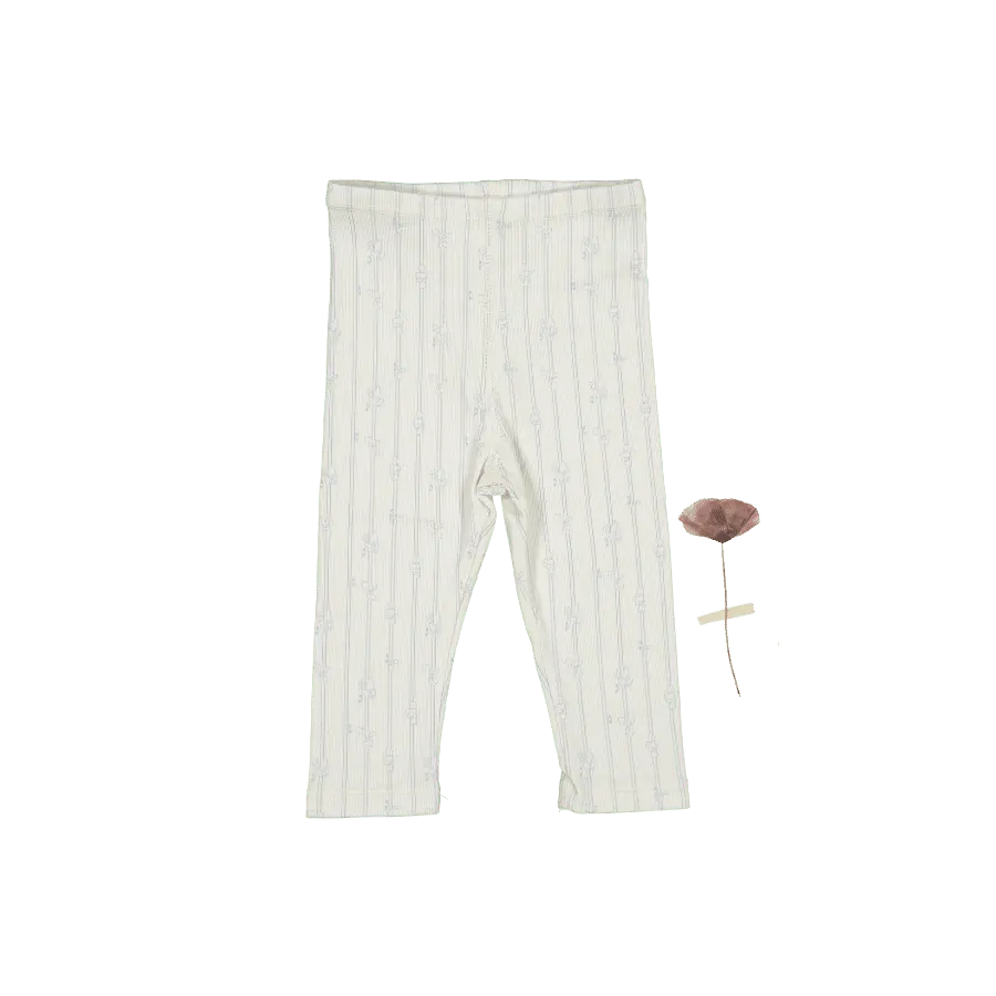 The Printed Legging - Linear Leaf - White, Button, Wool, Pattern, Woolen | Everetts Place