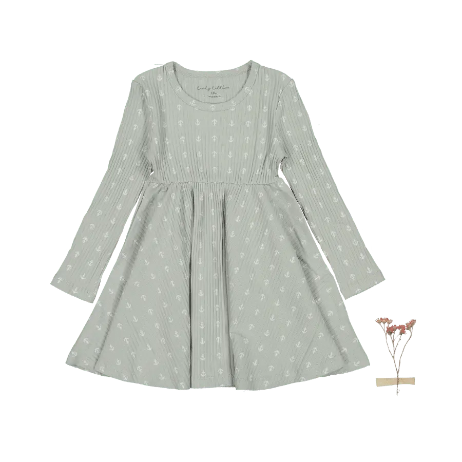 The Printed Long Sleeve Dress - Anchor - Sleeve, White, One-piece garment, Textile, Dress | Everetts Place