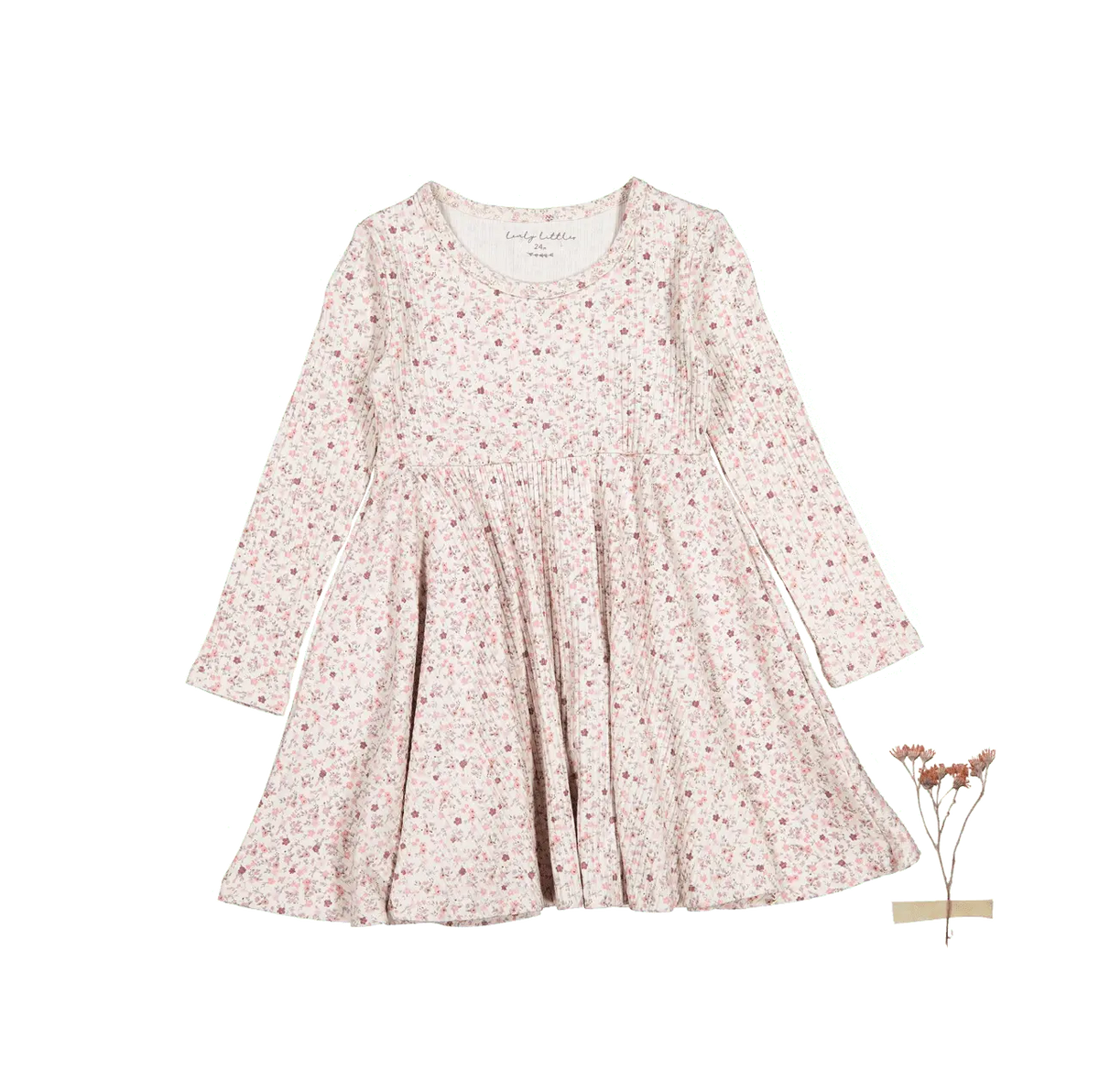 Lovely Littles The Printed Long Sleeve Dress - Dusty Mauve Floral - 