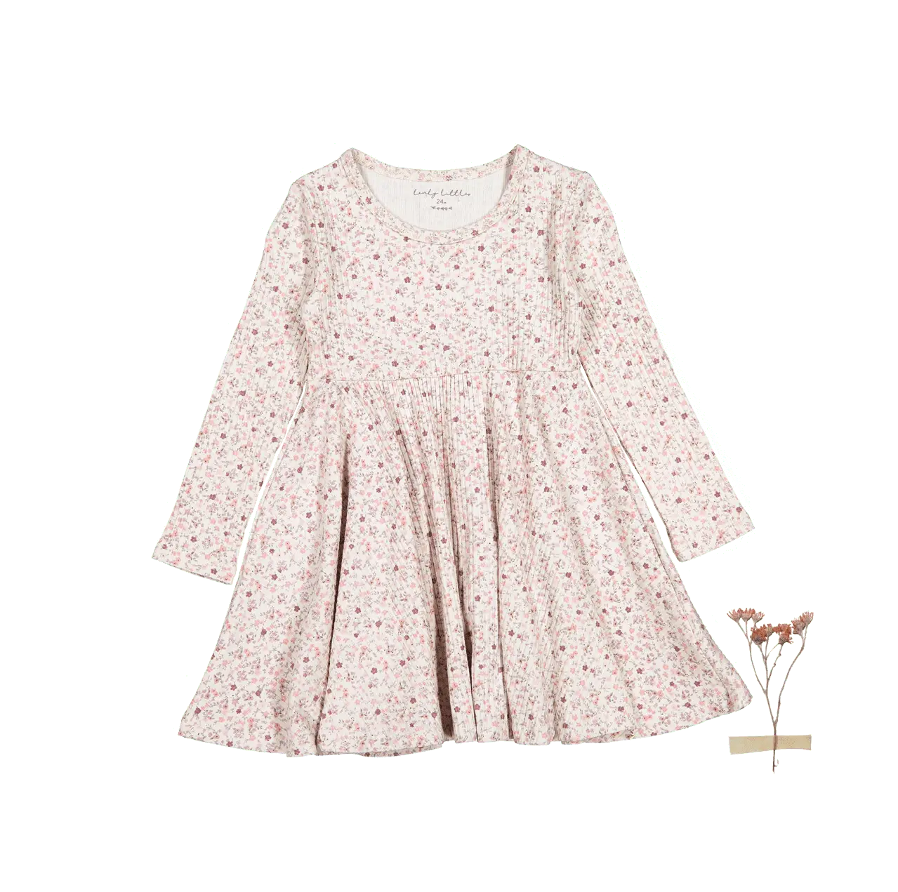 Lovely Littles The Printed Long Sleeve Dress - Dusty Mauve Floral - 