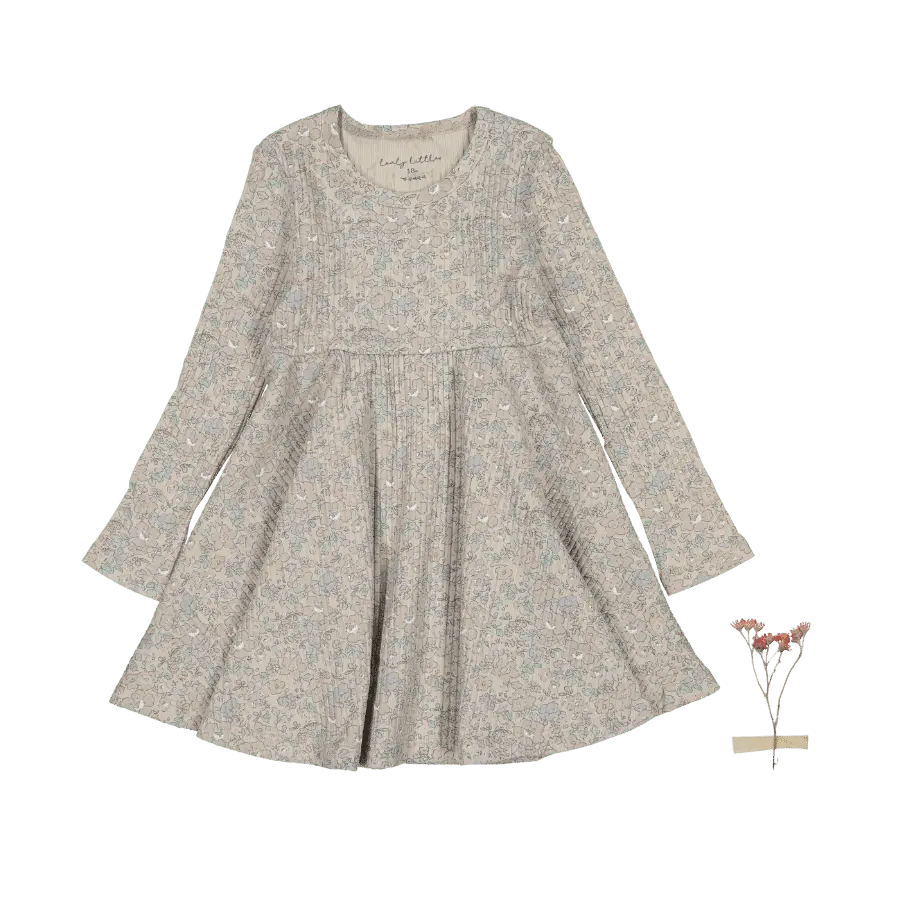 The Printed Long Sleeve Dress - Elise Ribbed - Sleeve, One-piece garment, Day Dress, Textile, Fashion | Everetts Place