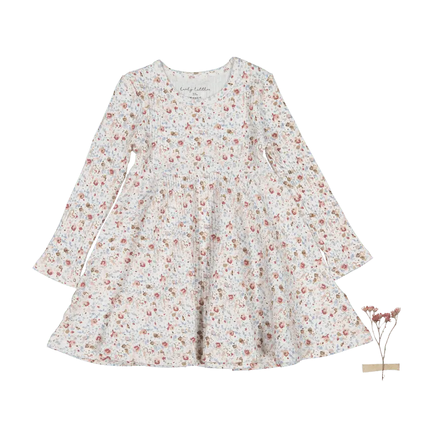 The Printed Long Sleeve Dress - Evelyn - White, Day Dress, Pink, One-piece garment, Dress | Everetts Place
