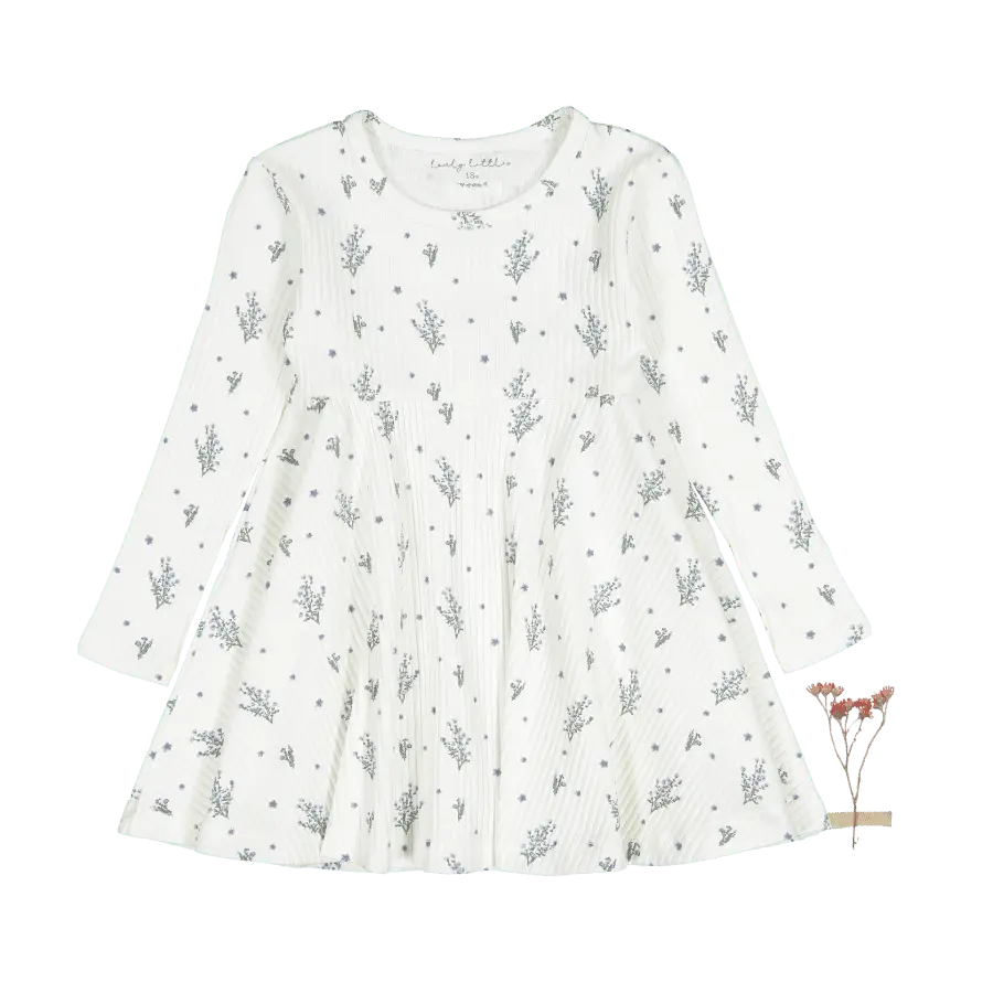 The Printed Long Sleeve Dress -  Honeybunch - White, Day Dress, One-piece garment, Top | Everetts Place