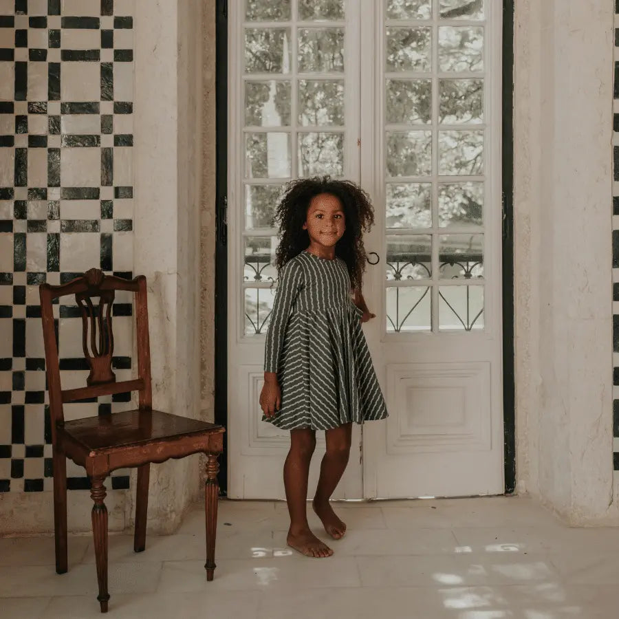 Lovely Littles The Printed Long Sleeve Dress - Linear Stem - 