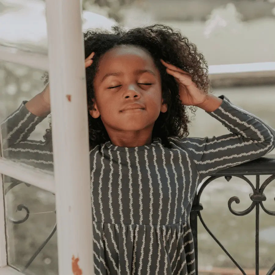 Lovely Littles The Printed Long Sleeve Dress - Linear Stem - 