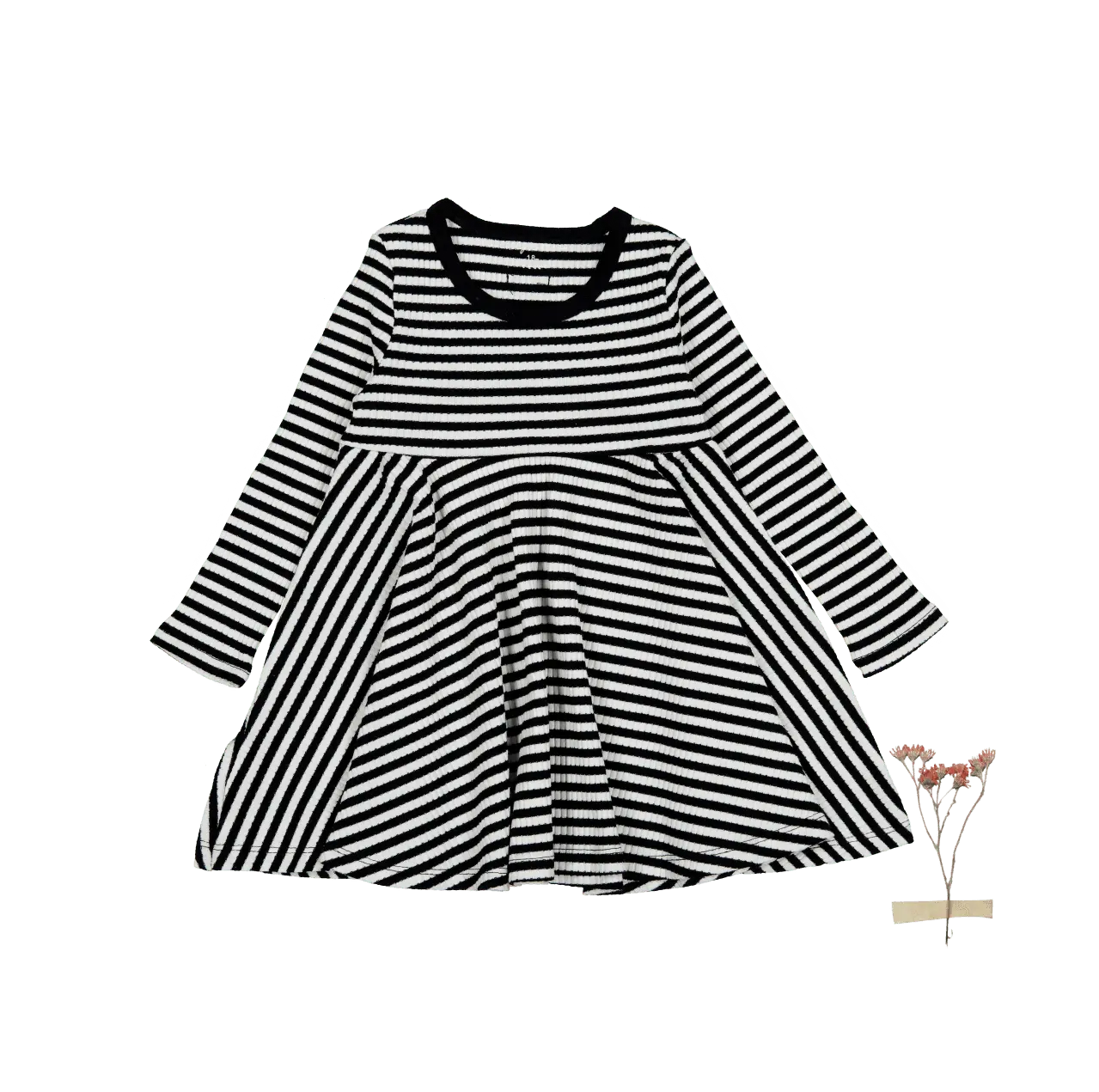 The Printed Long Sleeve Dress - Stripe - Sleeve, Fashion, Day Dress, One-piece garment, Black | Everetts Place
