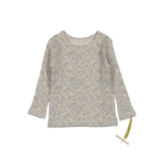 The Printed Long Sleeve Tee - Elise Ribbed - Sleeve, White, Textile, Long-sleeved T-shirt, Grey | Everetts Place