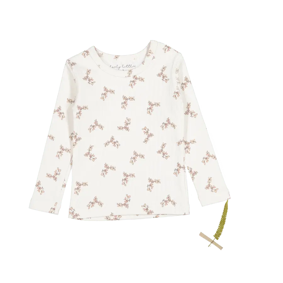 The Printed Long Sleeve Tee - Lola - White, Long-sleeved T-shirt, Active Shirt, Top | Everetts Place