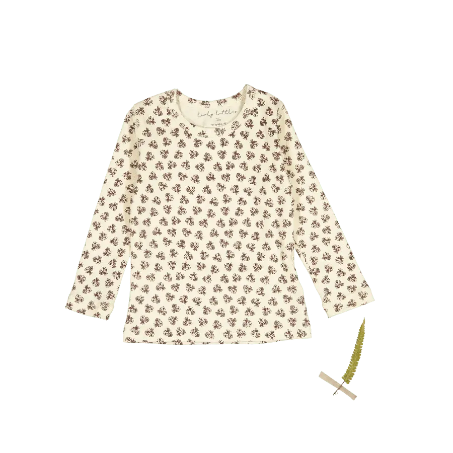Lovely Littles The Printed Long Sleeve Tee - Neutral Floral - 