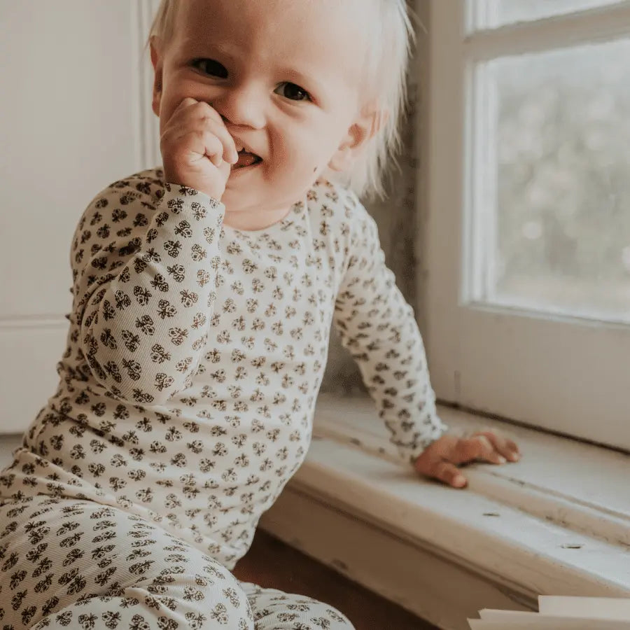 Lovely Littles The Printed Long Sleeve Tee - Neutral Floral - 