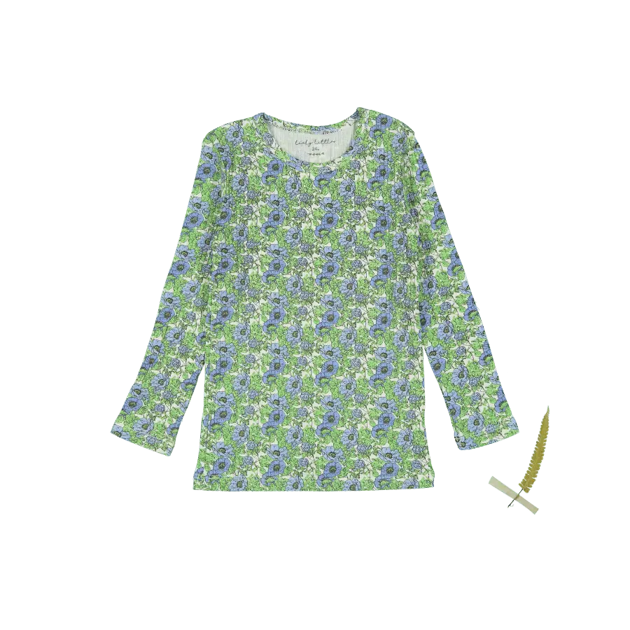 The Printed Long Sleeve Tee - Pansy - Sleeve, Textile, Long-sleeved T-shirt, Pattern, Active Shirt | Everetts Place