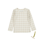 The Printed Long Sleeve Tee - Tan Grid - Sleeve, White, Plaid, Sweater, Tartan | Everetts Place