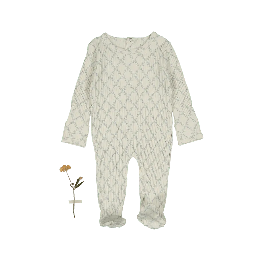 Lovely Littles The Printed Romper - Lattice Blue - 