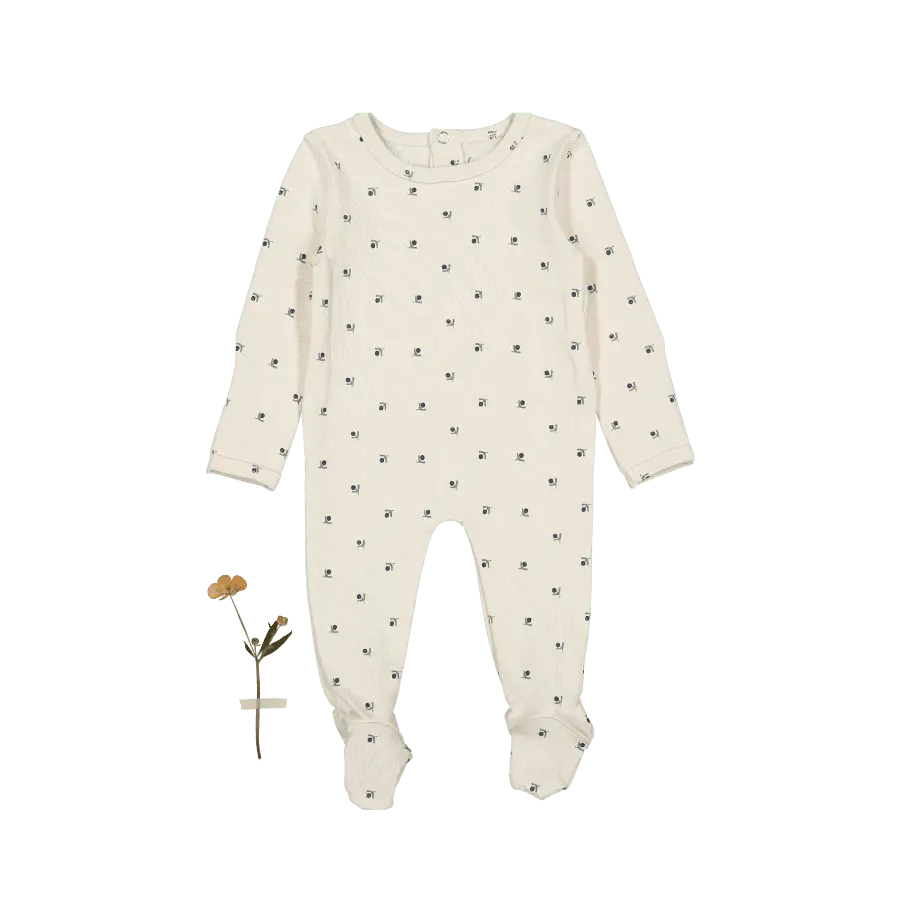 The Printed Romper - Mini Stitch Blue - Sleeve, Baby & Toddler Clothing, Button, Polka dot, One-piece garment | Everetts Place