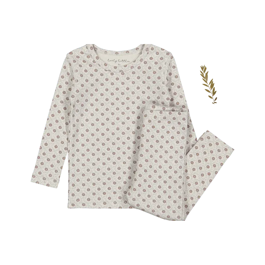 The Printed  Set - Emma Mauve - Sleeve, Nightwear, Pajamas, Long-sleeved T-shirt, Polka dot | Everetts Place