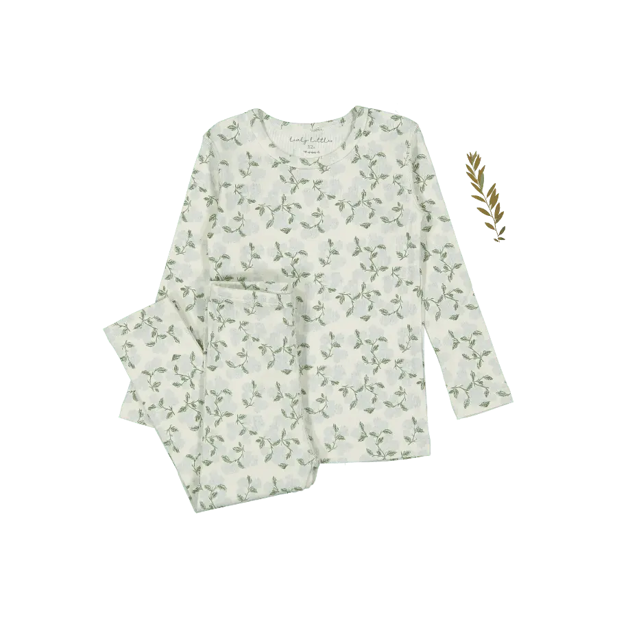 The Printed Set - Hydrangea Blue - Sleeve, White, Textile, Nightwear, Long-sleeved T-shirt | Everetts Place
