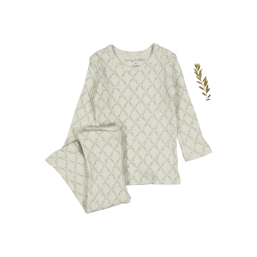 The Printed Set - Lattice Blue - Sleeve, Long-sleeved T-shirt, Pattern, Motif, Top | Everetts Place