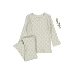 The Printed Set - Lattice Blue - Sleeve, Long-sleeved T-shirt, Pattern, Motif, Top | Everetts Place