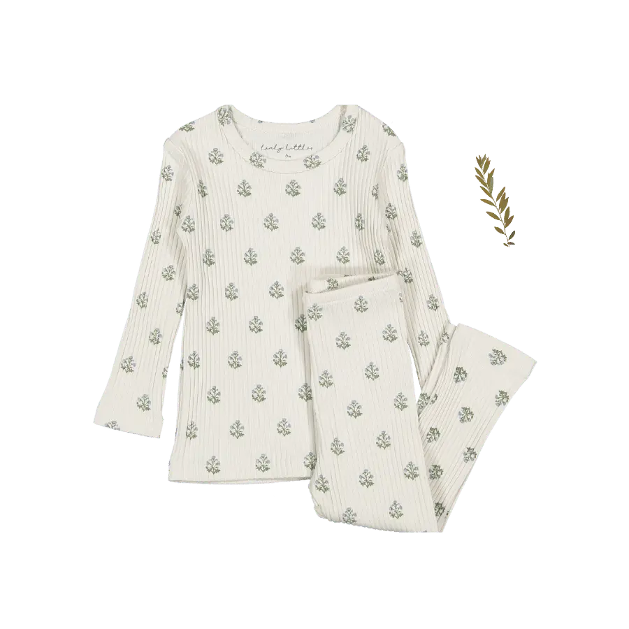 The Printed Set - Zara Blue - White, Nightwear, Pajamas, Pattern, Long-sleeved T-shirt | Everetts Place