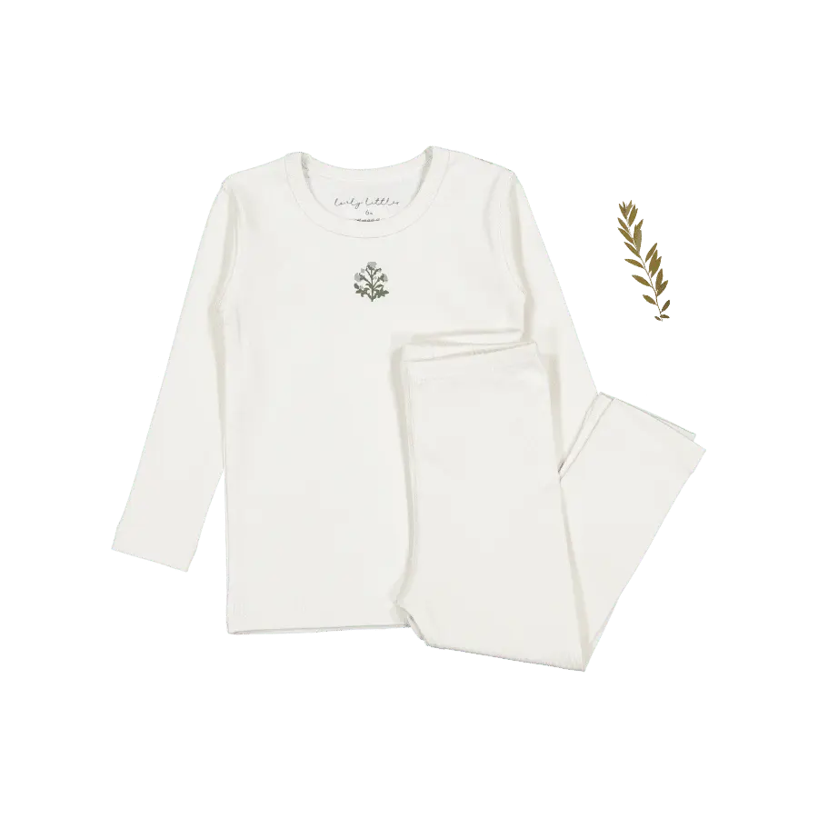 The Printed Set - Zara Embroider Blue - Sleeve, White, Nightwear, Pajamas, Active Pants | Everetts Place