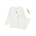 The Printed Set - Zara Embroider Blue - Sleeve, White, Nightwear, Pajamas, Active Pants | Everetts Place
