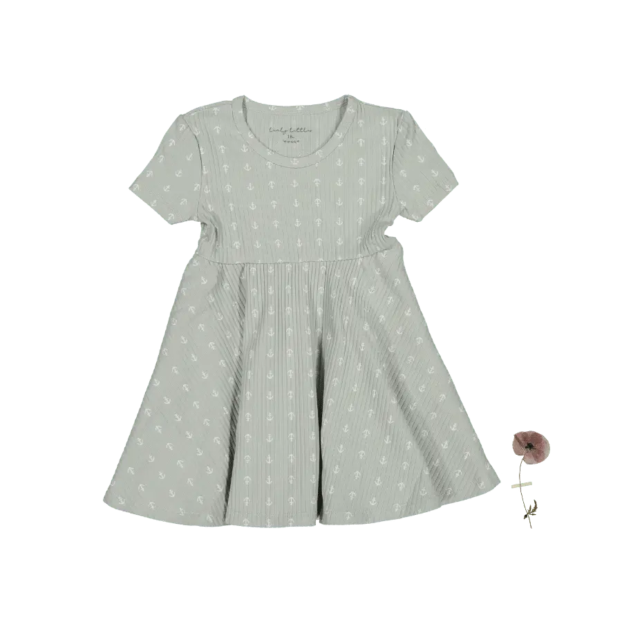 The Printed Short Sleeve Dress - Anchor - Sleeve, White, Textile, One-piece garment, Day Dress | Everetts Place