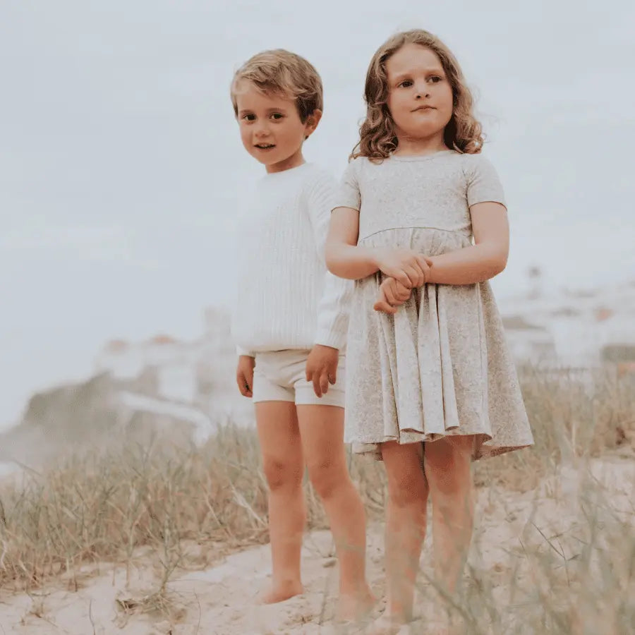 Lovely Littles The Printed Short Sleeve Dress - Elise Ribbed - 