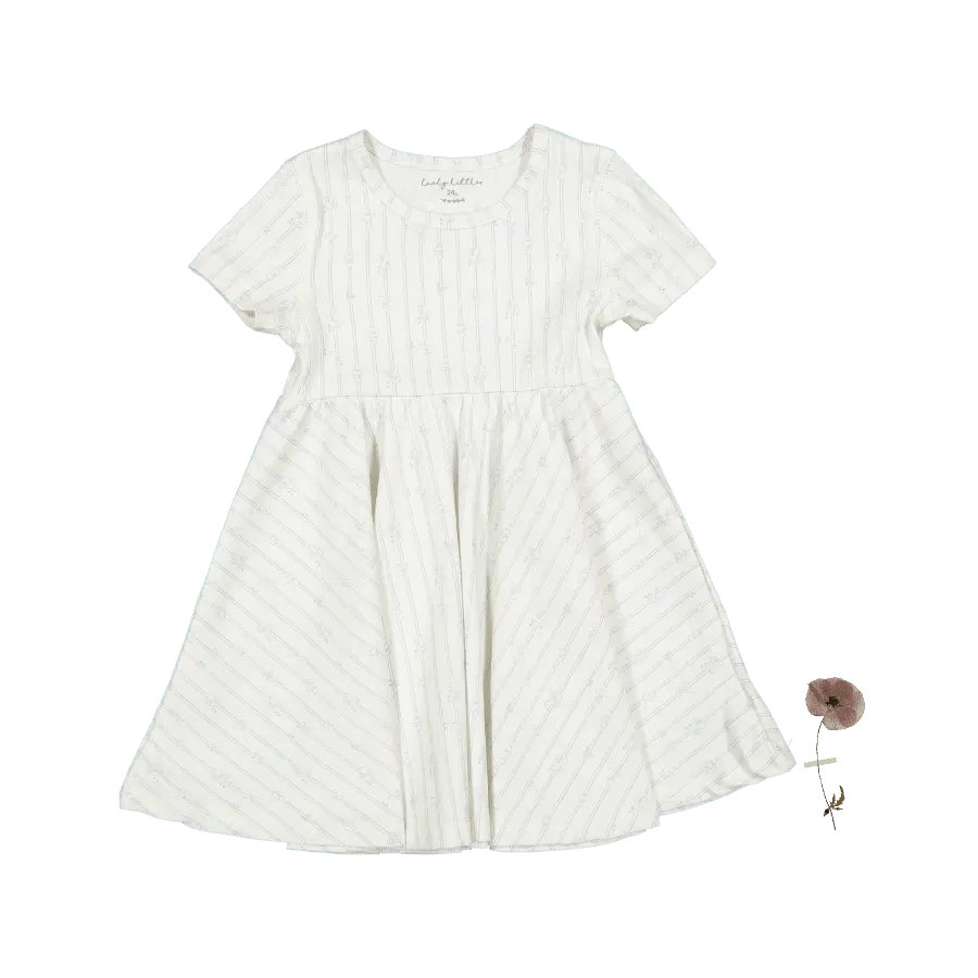 Lovely Littles The Printed Short Sleeve Dress - Linear Leaf - 