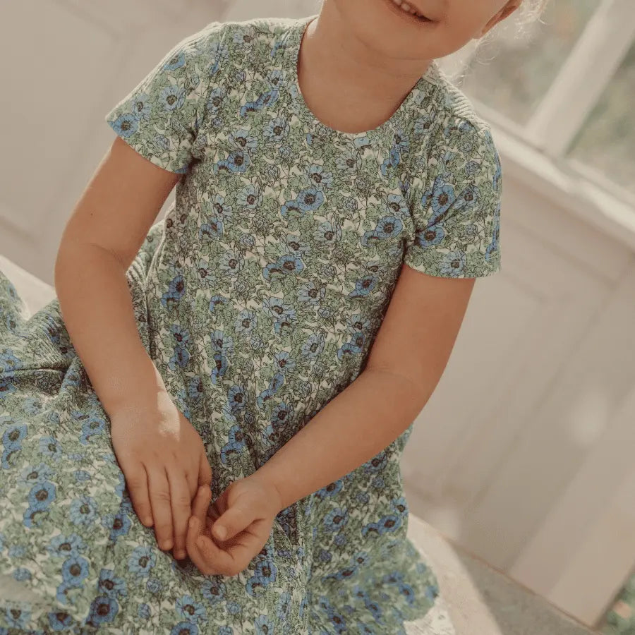 Lovely Littles The Printed Short Sleeve Dress - Pansy - 