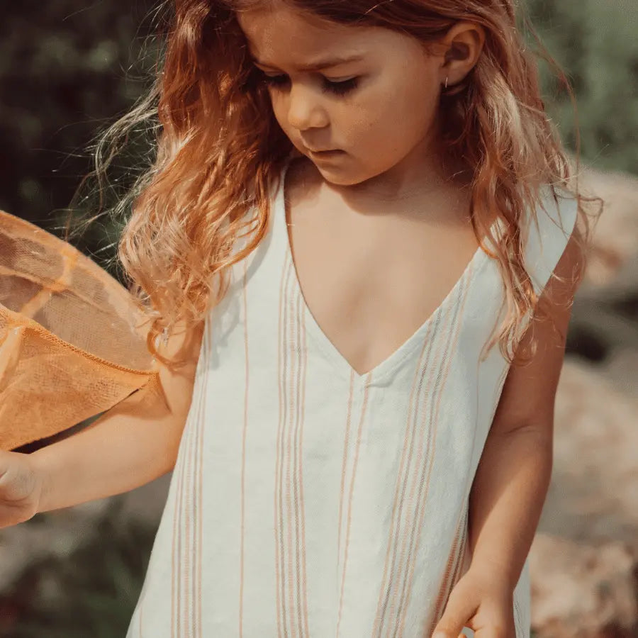 Lovely Littles The Printed Short Sleeve Dress - Rose Stripe - 