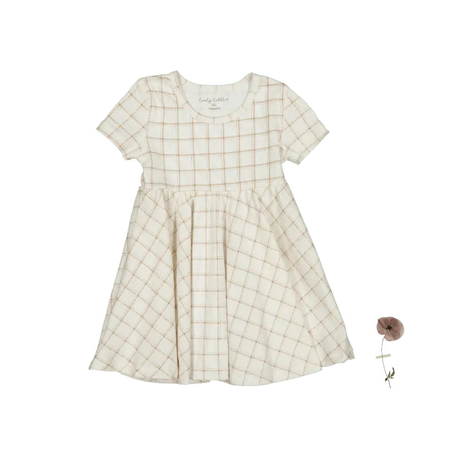 The Printed Short Sleeve Dress - Tan Grid - Sleeve, One-piece garment, Day Dress, Baby & Toddler Clothing, Clothes hanger | Everetts Place