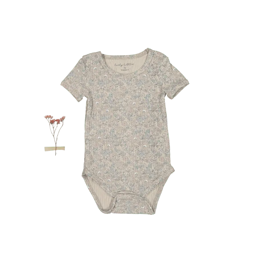 The Printed Short Sleeve Onesie - Elise Ribbed - Sleeve, Textile, Baby & Toddler Clothing, Infant bodysuit, Active Shirt | Everetts Place