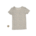 The Printed Short Sleeve Tee - Elise Ribbed - Sleeve, White, Textile, Active Shirt, Top | Everetts Place