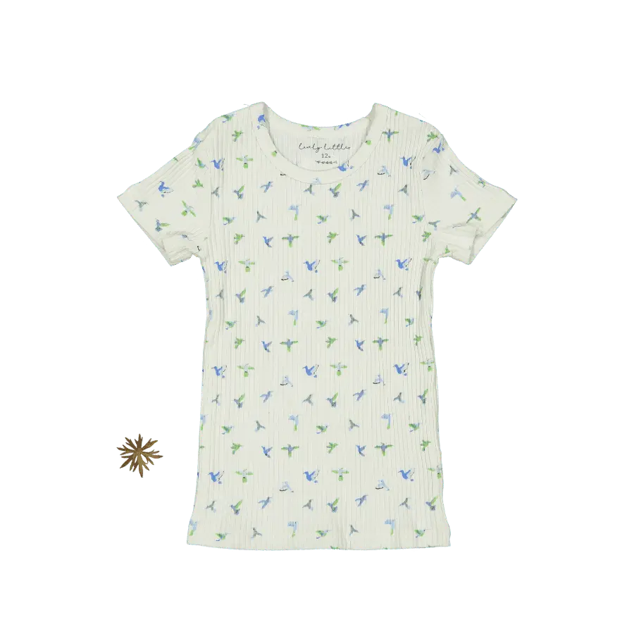 The Printed Short Sleeve Tee - Hummingbird - Sleeve, White, Textile, Active Shirt, Top | Everetts Place